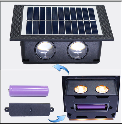 Aplique Solar Exterior LED IP65, Luz Cálida + RGB, Impermeable, Decoración Moderna para Jardín