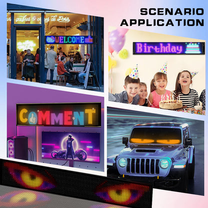 Pantalla LED Decorativa "Ojo del Diablo" | 16x32 Pixeles (512 LEDs) | Control por App/Bluetooth/Mando | 2 Piezas Set | USB de 4.5m | Efectos Arcoíris | Material PU+FPCB