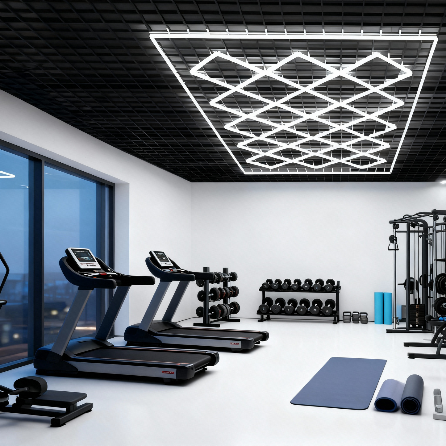 Lámpara LED Hexagonal 42W – 1 Rejillas, 6500K, AC 100-265V, Carcasa Blanca, Luz de Techo Moderna para Interiores