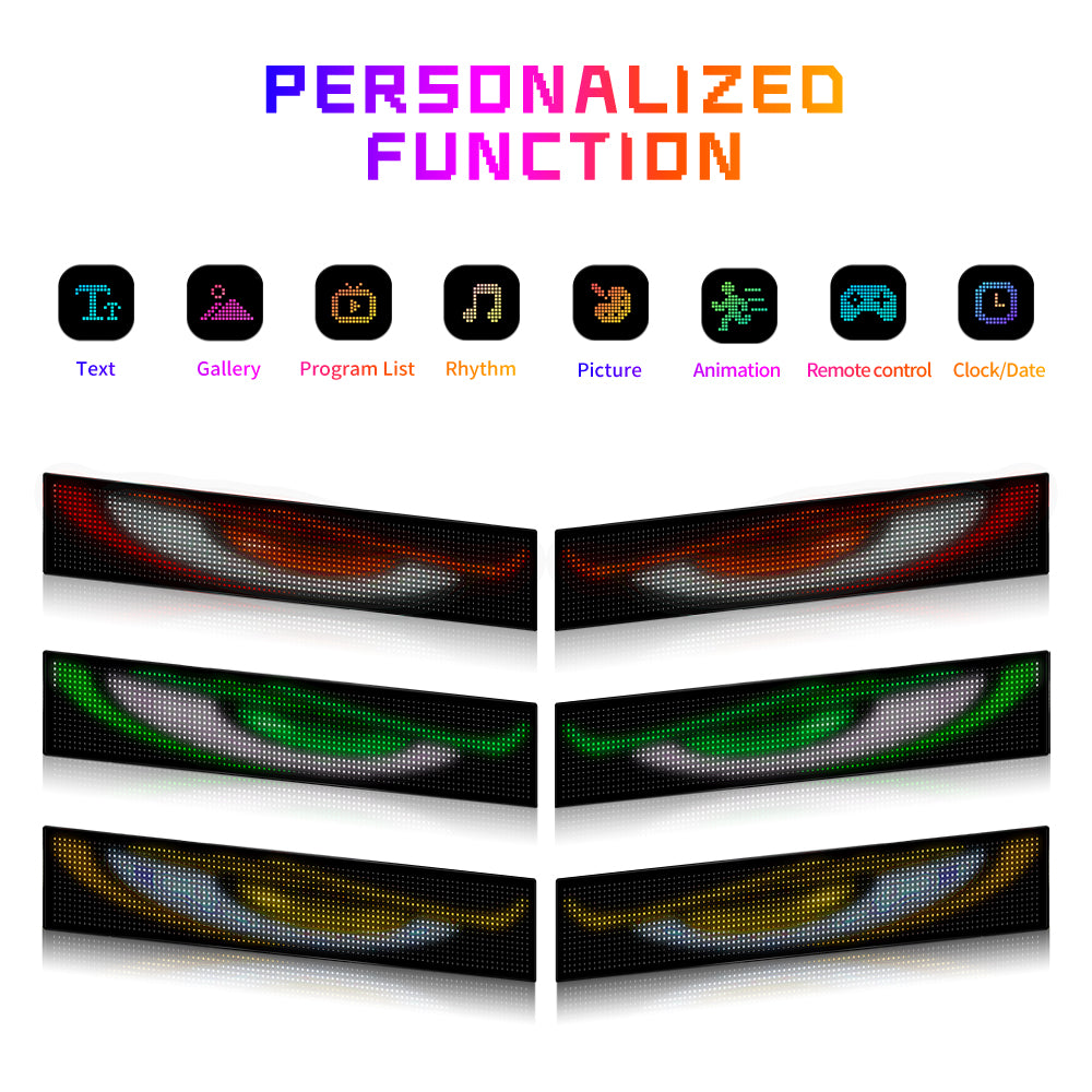 Pantalla LED Decorativa "Ojo del Diablo" | 16x32 Pixeles (512 LEDs) | Control por App/Bluetooth/Mando | 2 Piezas Set | USB de 4.5m | Efectos Arcoíris | Material PU+FPCB