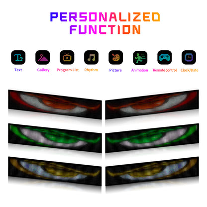 Pantalla LED Decorativa "Ojo del Diablo" | 16x32 Pixeles (512 LEDs) | Control por App/Bluetooth/Mando | 2 Piezas Set | USB de 4.5m | Efectos Arcoíris | Material PU+FPCB