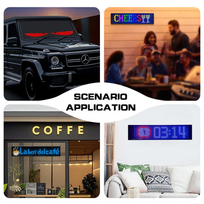 Pantalla LED Decorativa "Ojo del Diablo" | 16x32 Pixeles (512 LEDs) | Control por App/Bluetooth/Mando | 2 Piezas Set | USB de 4.5m | Efectos Arcoíris | Material PU+FPCB