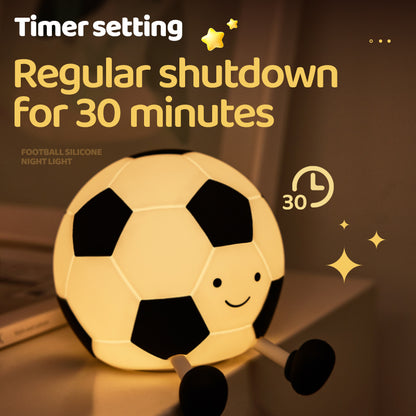 Luz Nocturna LED Infantil Balón de Fútbol - Silicona Recargable 1200mAh con 3 Modos de Brillo