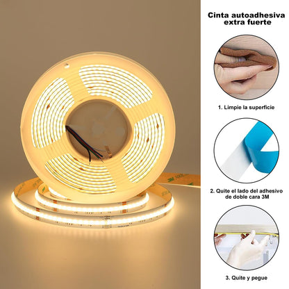 Tira LED COB RGBW 24V | 784 LEDS/Metro | 19W/M | Luz Continua y Uniforme | IP20 | Barra de Luces RGB