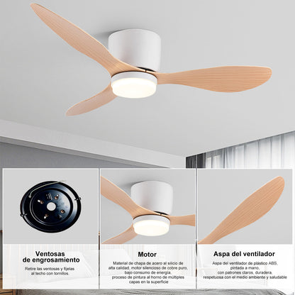Ventilador de Techo LED Inteligente 42" | Luz Regulable 30W (RA90) + Motor DC 30W | 6 Velocidades | 4 Colores