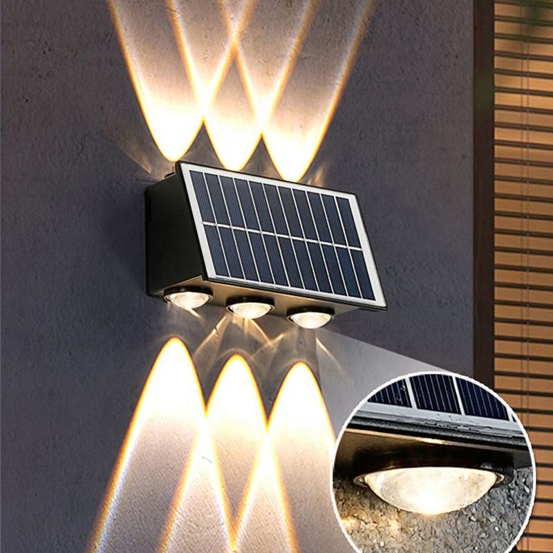 Aplique Solar Exterior LED IP65, Luz Cálida + RGB, Impermeable, Decoración Moderna para Jardín