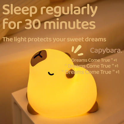 Lámpara de Noche Capibara – LED Recargable 5V, 2W, Silicona y ABS