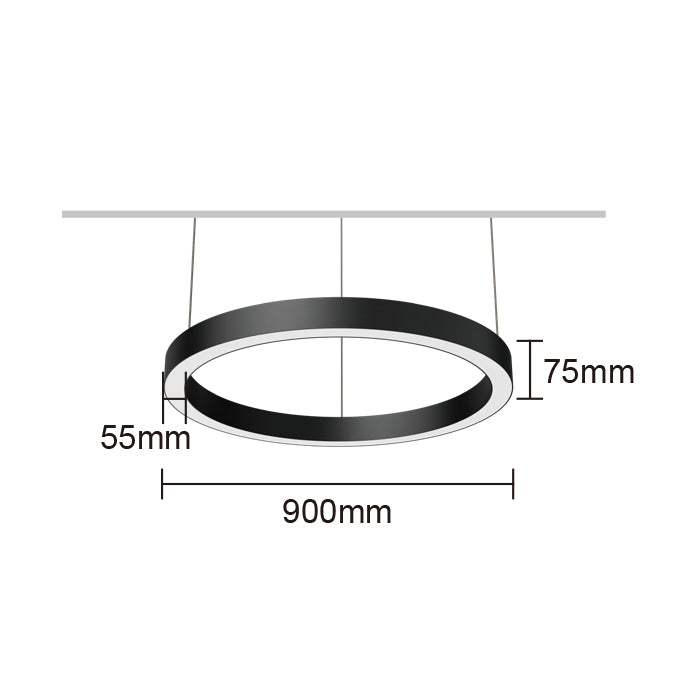 Holaled Lineal LED Circular HL-5575 | 40W/M, 100LM/W | 3 Tamaños (Ø600/900/1200mm) | CCT Ajustable 3000K-6000K | Carcasa Blanco/Negro | Chip OSRAM Ra>90 | IP20