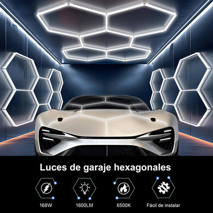 Lámpara LED Hexagonal de 144W - Luz de Techo Moderna, 5 Paneles, 6500K (Blanco Frío), Carcasa Blanca, Voltaje Universal AC 85-265V