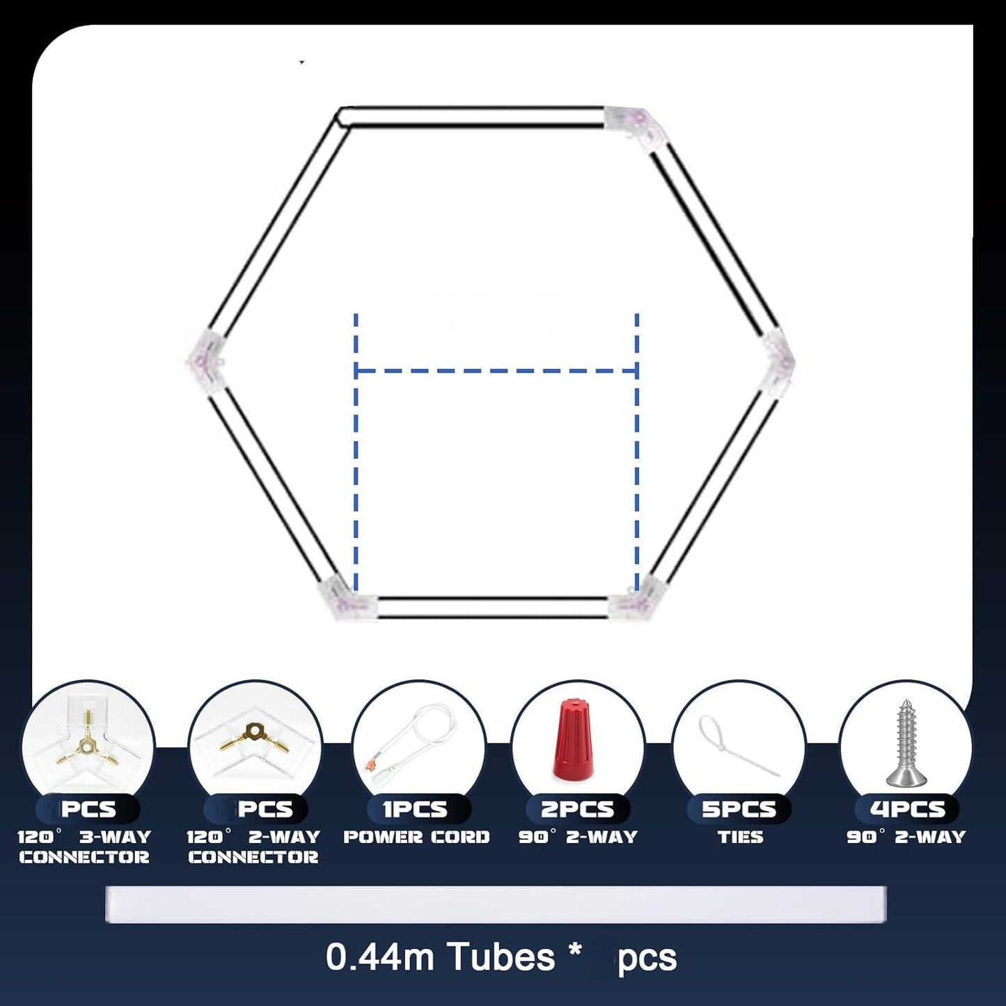 Lámpara LED Hexagonal 42W – 1 Rejillas, 6500K, AC 100-265V, Carcasa Blanca, Luz de Techo Moderna para Interiores