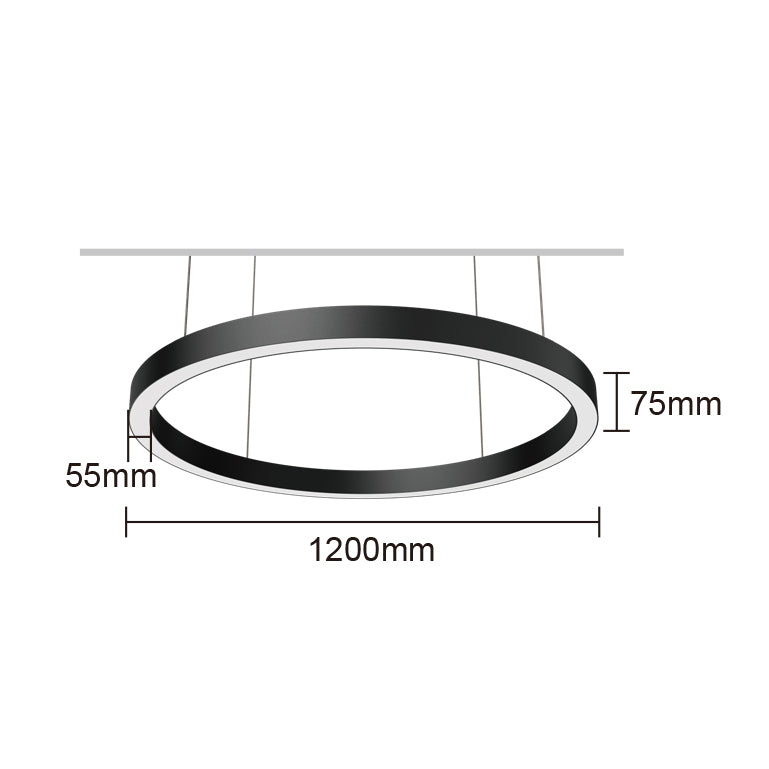 Holaled Lineal LED Circular HL-5575 | 40W/M, 100LM/W | 3 Tamaños (Ø600/900/1200mm) | CCT Ajustable 3000K-6000K | Carcasa Blanco/Negro | Chip OSRAM Ra>90 | IP20