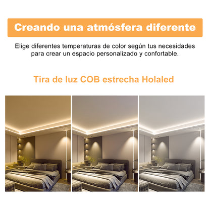 Tira LED COB Alta CRI ≥90 | 320 LEDs/Metro | 24V 8W/M | 5M|10M|3000K/4000K/6000K | Luz Continua sin Puntos | IP20