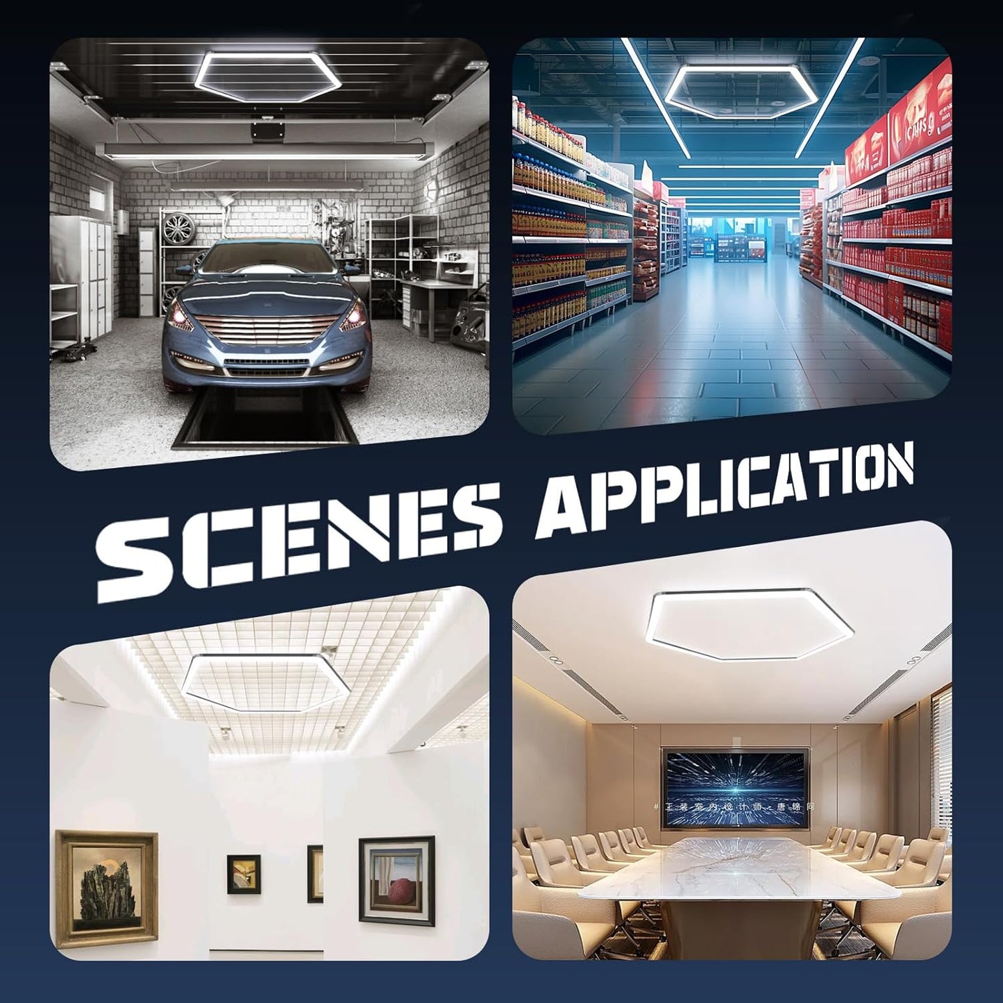 Lámpara LED Hexagonal 42W – 1 Rejillas, 6500K, AC 100-265V, Carcasa Blanca, Luz de Techo Moderna para Interiores