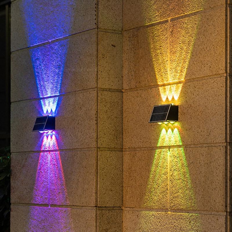 Aplique Solar Exterior LED IP65, Luz Cálida + RGB, Impermeable, Decoración Moderna para Jardín