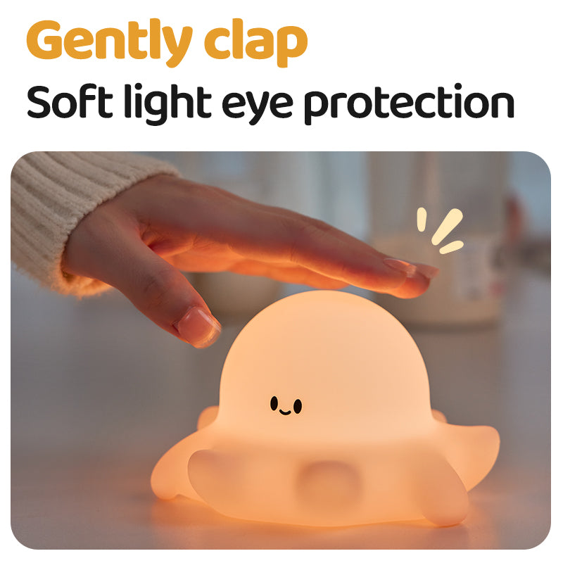 Lámpara de Noche Pulpo Bebé – LED 5V, 0.7W, Silicona Suave Recargable USB