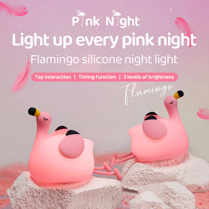 Lámpara de Noche Flamenco Rosa – LED 5V, 2W, Silicona Recargable