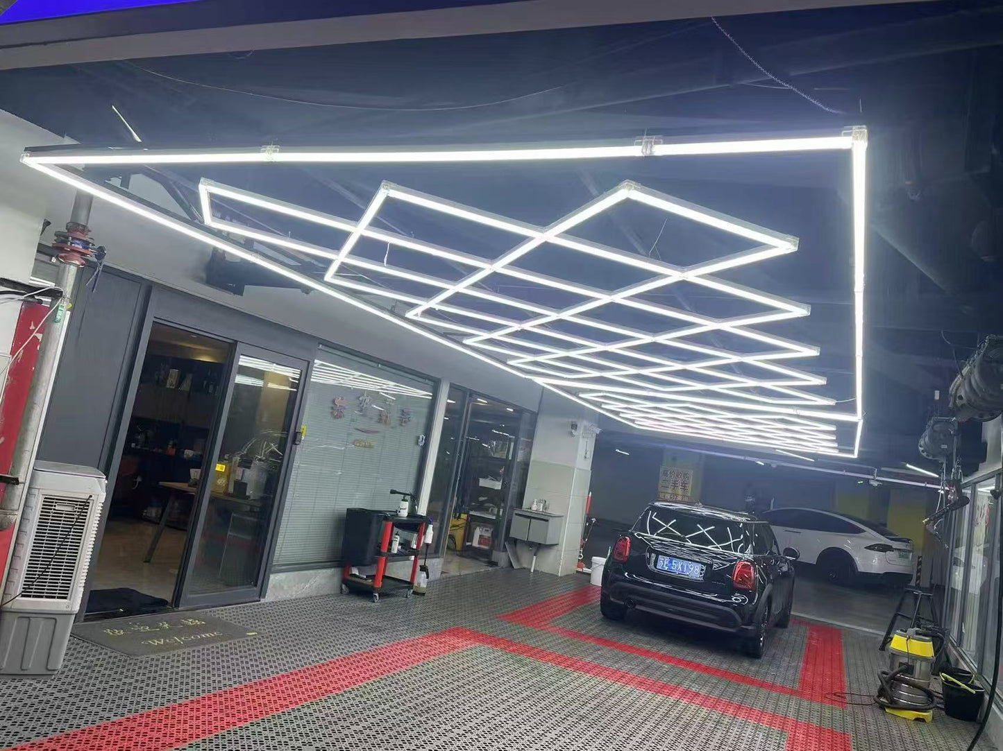 Lámpara LED Hexagonal 42W – 1 Rejillas, 6500K, AC 100-265V, Carcasa Blanca, Luz de Techo Moderna para Interiores