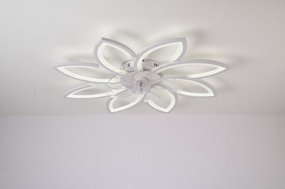 Ventilador de Techo con Luz LED A8003 - 8 Pétalos, 39 Pulgadas, CCT Ajustable 3000K-6000K, Motor DC, Color Blanco