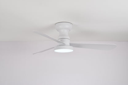 Ventilador de Techo LED 42" Multifunción, Motor DC 30W, 6 Velocidades, CCT 3000K-6000K, IP20, Blanco/Madera
