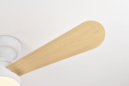 Ventilador de Techo LED 42" Multifunción, Motor DC 30W, 6 Velocidades, CCT 3000K-6000K, IP20, Blanco/Madera