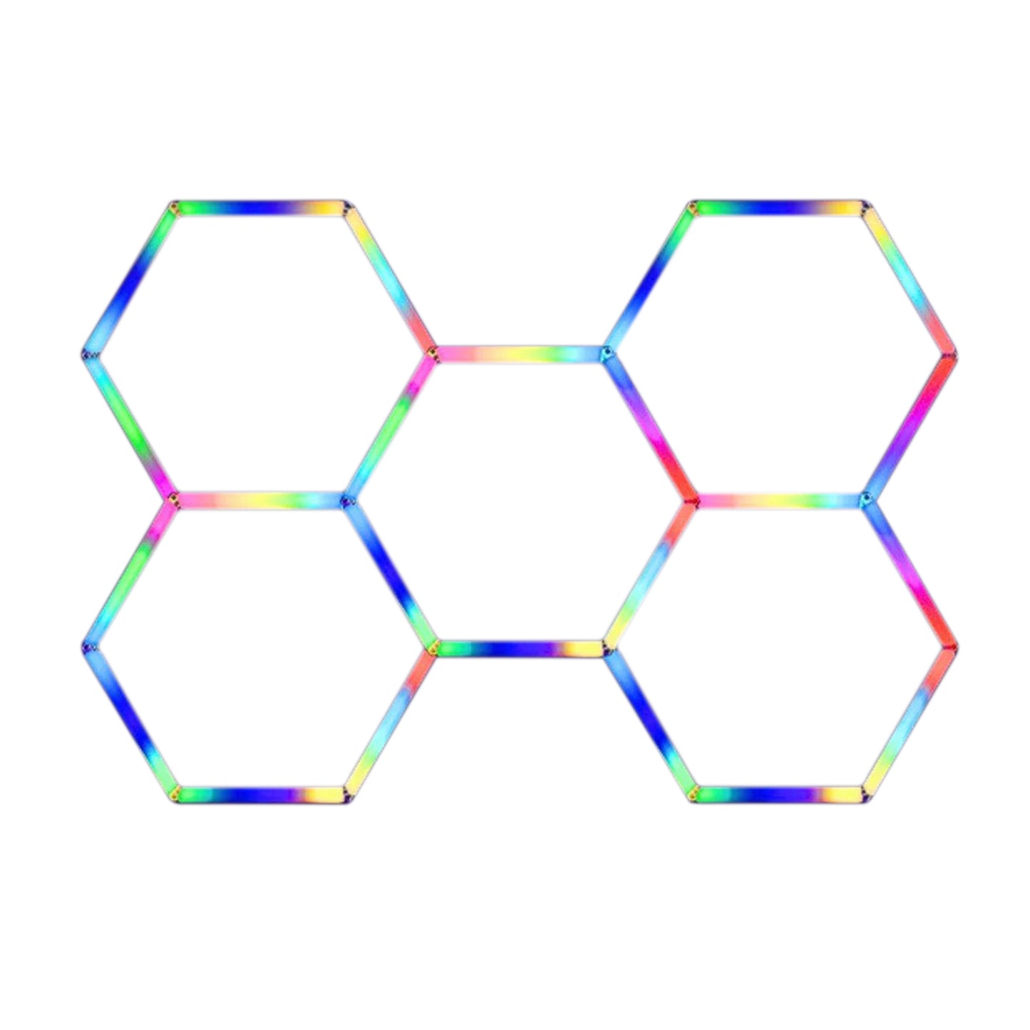 Lámpara LED Hexagonal RGB 80W - Panel Decorativo Moderno 5 Piezas (236x166 cm), Multicolor Ajustable con Mando, Iluminación de Ambiente, Voltaje Universal 85-265V