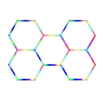 Lámpara LED Hexagonal RGB 80W - Panel Decorativo Moderno 5 Piezas (236x166 cm), Multicolor Ajustable con Mando, Iluminación de Ambiente, Voltaje Universal 85-265V