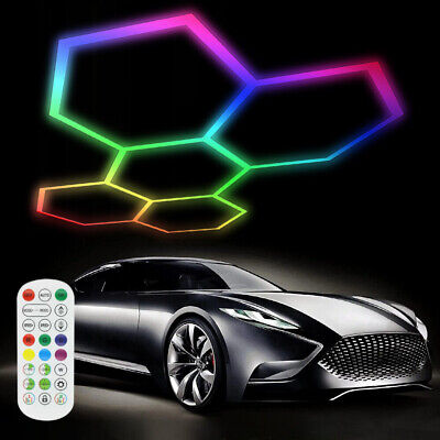 Lámpara LED Hexagonal RGB 80W - Panel Decorativo Moderno 5 Piezas (236x166 cm), Multicolor Ajustable con Mando, Iluminación de Ambiente, Voltaje Universal 85-265V