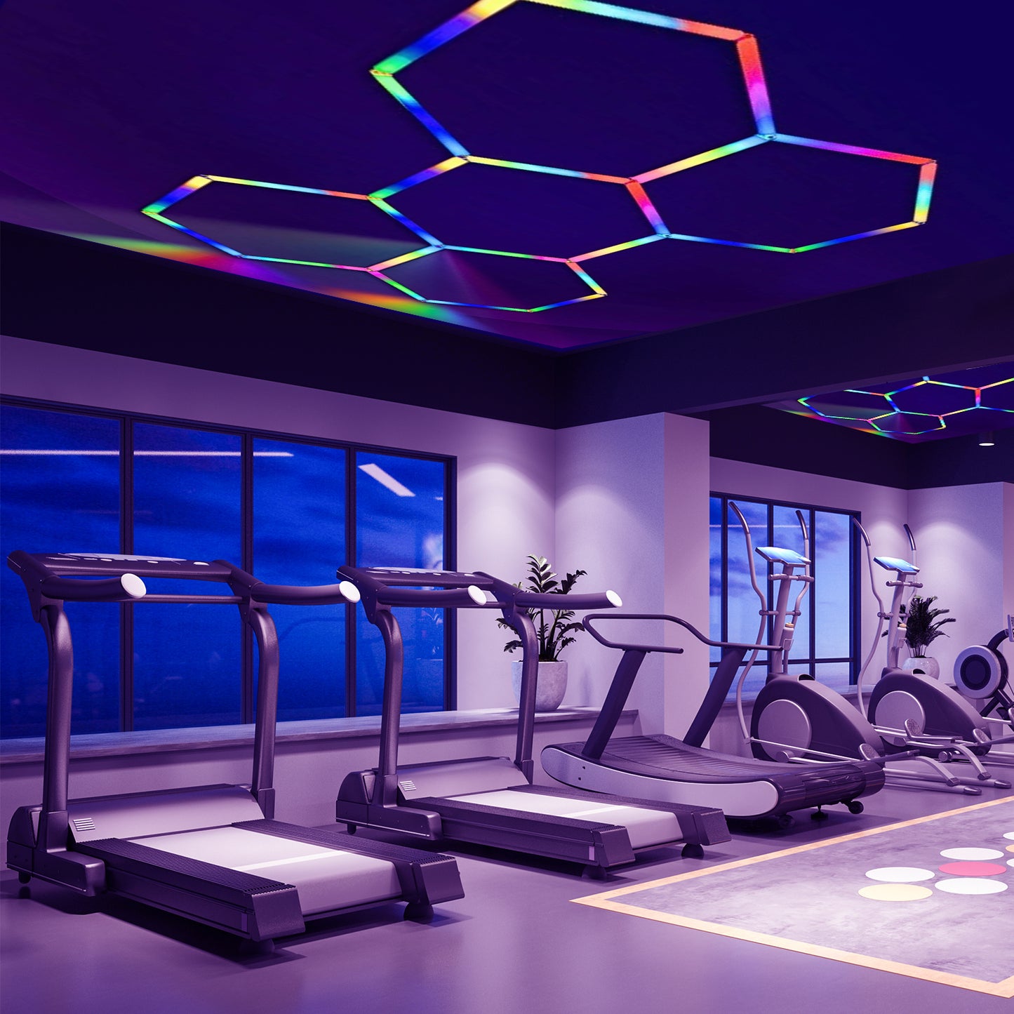 Lámpara LED Hexagonal RGB 80W - Panel Decorativo Moderno 5 Piezas (236x166 cm), Multicolor Ajustable con Mando, Iluminación de Ambiente, Voltaje Universal 85-265V