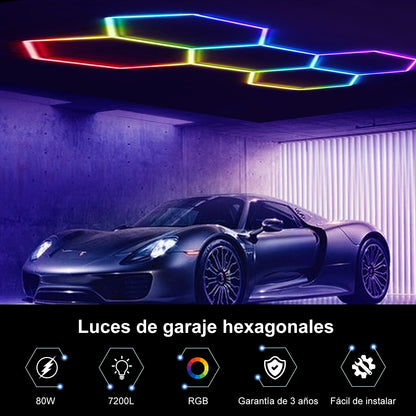 Lámpara LED Hexagonal RGB 80W - Panel Decorativo Moderno 5 Piezas (236x166 cm), Multicolor Ajustable con Mando, Iluminación de Ambiente, Voltaje Universal 85-265V