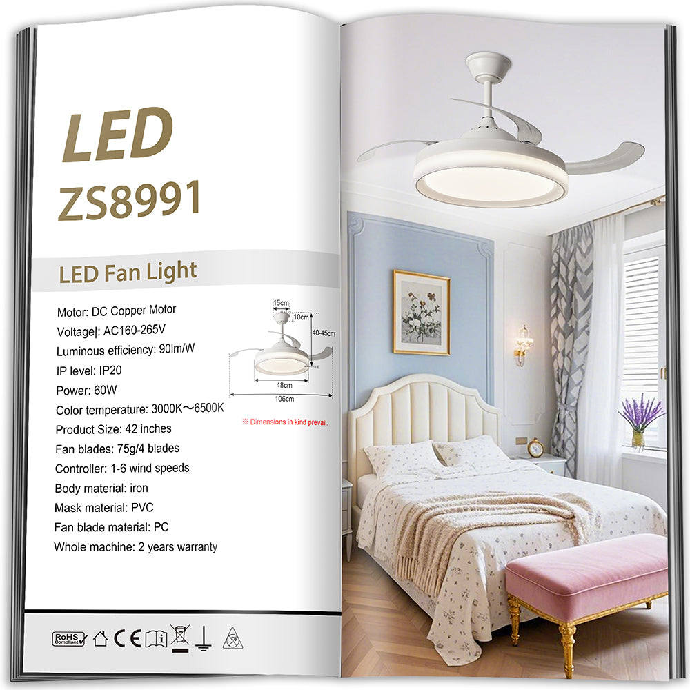 Ventilador de Techo LED Inteligente 42" – La Fusión Perfecta de Luz, Brisa y Tecnología para Tu Hogar Moderno