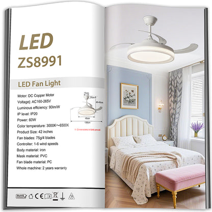 Ventilador de Techo LED Inteligente 42" – La Fusión Perfecta de Luz, Brisa y Tecnología para Tu Hogar Moderno