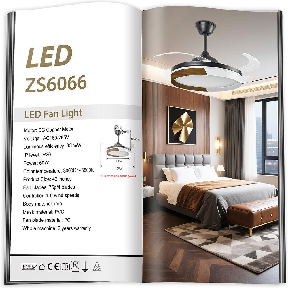 Ventilador de Techo LED Inteligente 42" – La Fusión Perfecta de Luz, Brisa y Tecnología para Tu Hogar Moderno