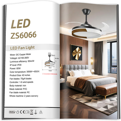 Ventilador de Techo LED Inteligente 42" – La Fusión Perfecta de Luz, Brisa y Tecnología para Tu Hogar Moderno