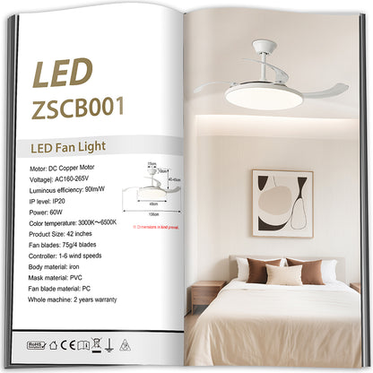 Ventilador de Techo LED Inteligente 42" – La Fusión Perfecta de Luz, Brisa y Tecnología para Tu Hogar Moderno