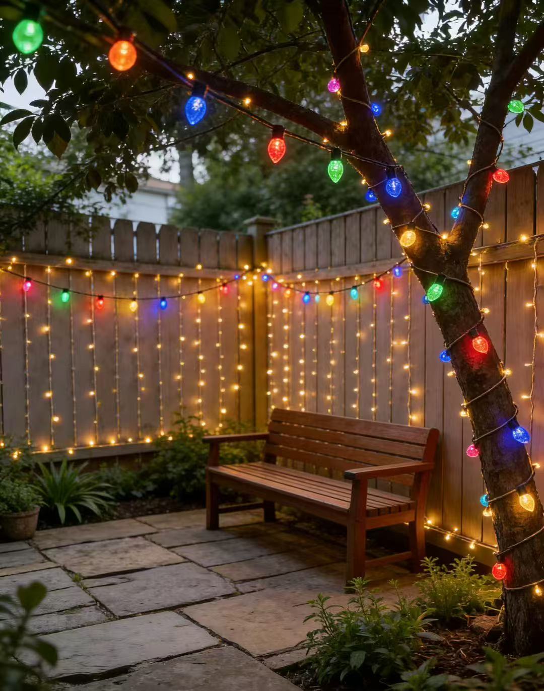 Guirnalda LED C9 con Decoración de Fresas 20M/100L, IP44, Control Remoto + App Bluetooth, 31V 12W, Ideal para Exterior - Holaled