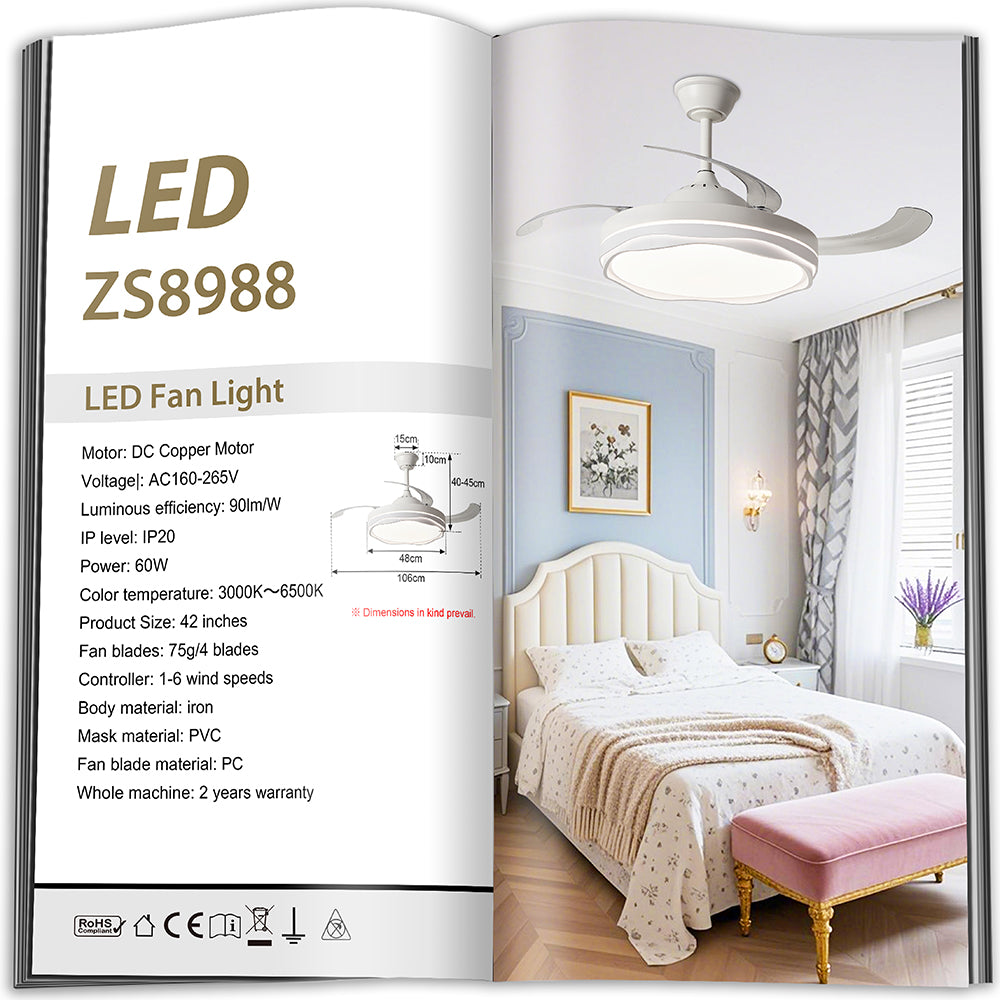 Ventilador de Techo LED Inteligente 42" – La Fusión Perfecta de Luz, Brisa y Tecnología para Tu Hogar Moderno
