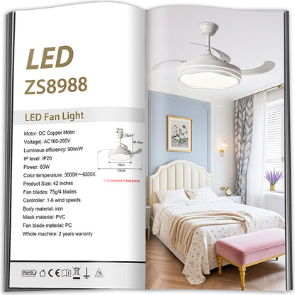 Ventilador de Techo LED Inteligente 42" – La Fusión Perfecta de Luz, Brisa y Tecnología para Tu Hogar Moderno
