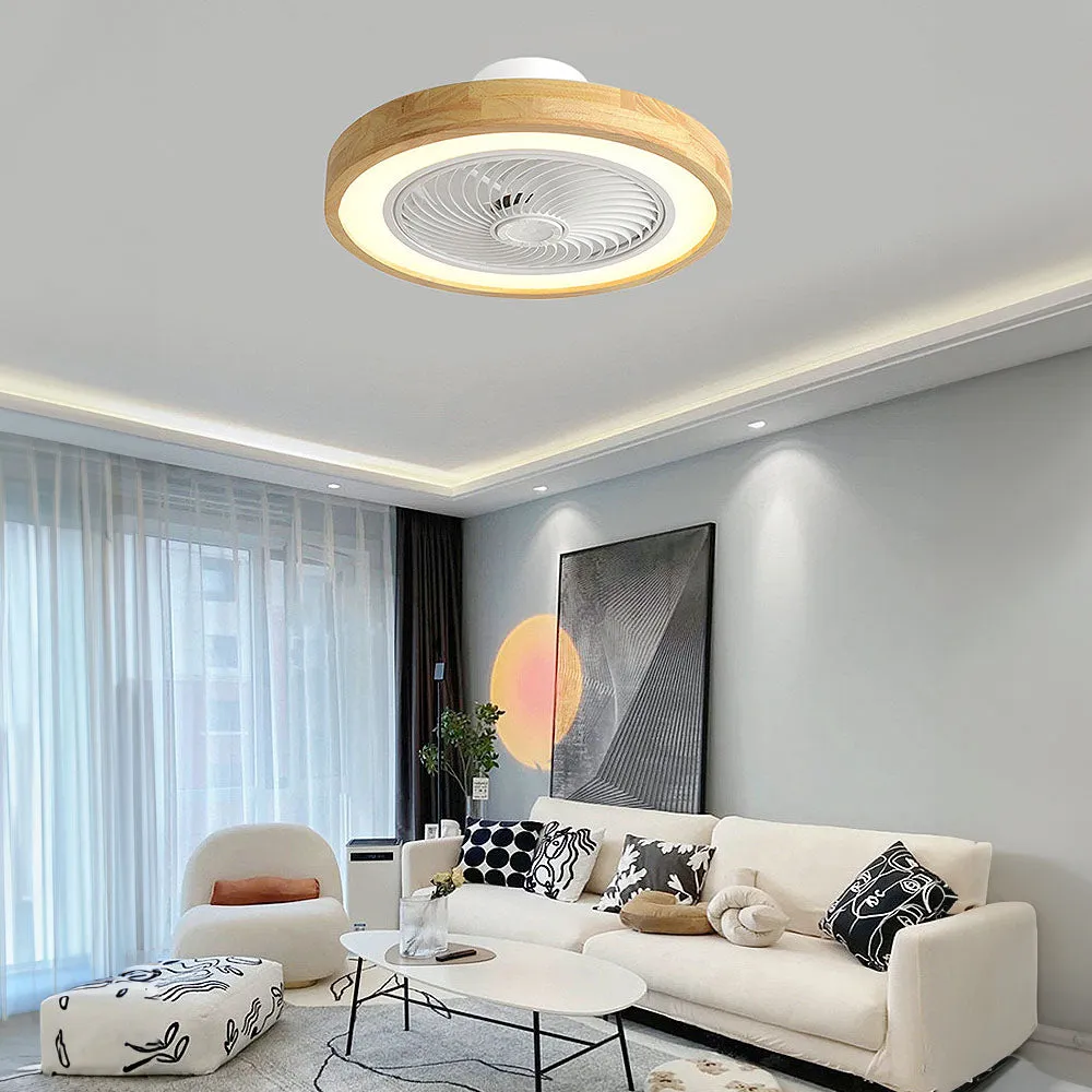 Ventilador de techo LED en níquel cepillado con aspas modernas y configuraciones de velocidad múltiple