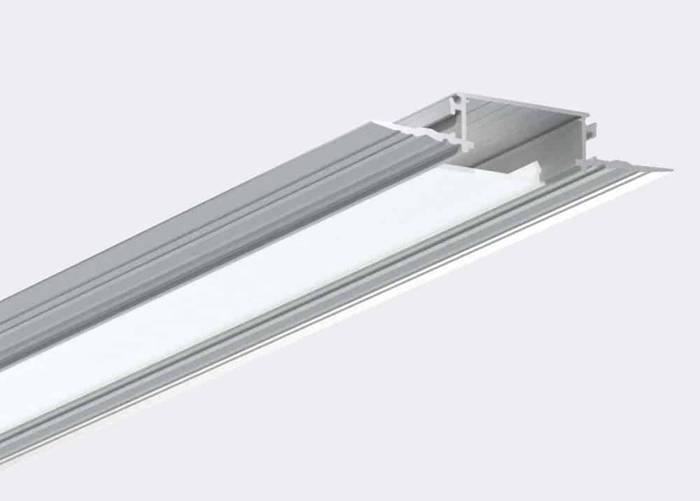 Perfil de aluminio para LED de alta capacidad térmica, mantiene temperaturas bajas.