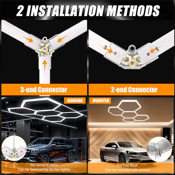 Iluminación LED hexagonal de alta calidad para detalle de autos.