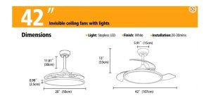 Ventilador con luz LED de temperatura de color ajustable.