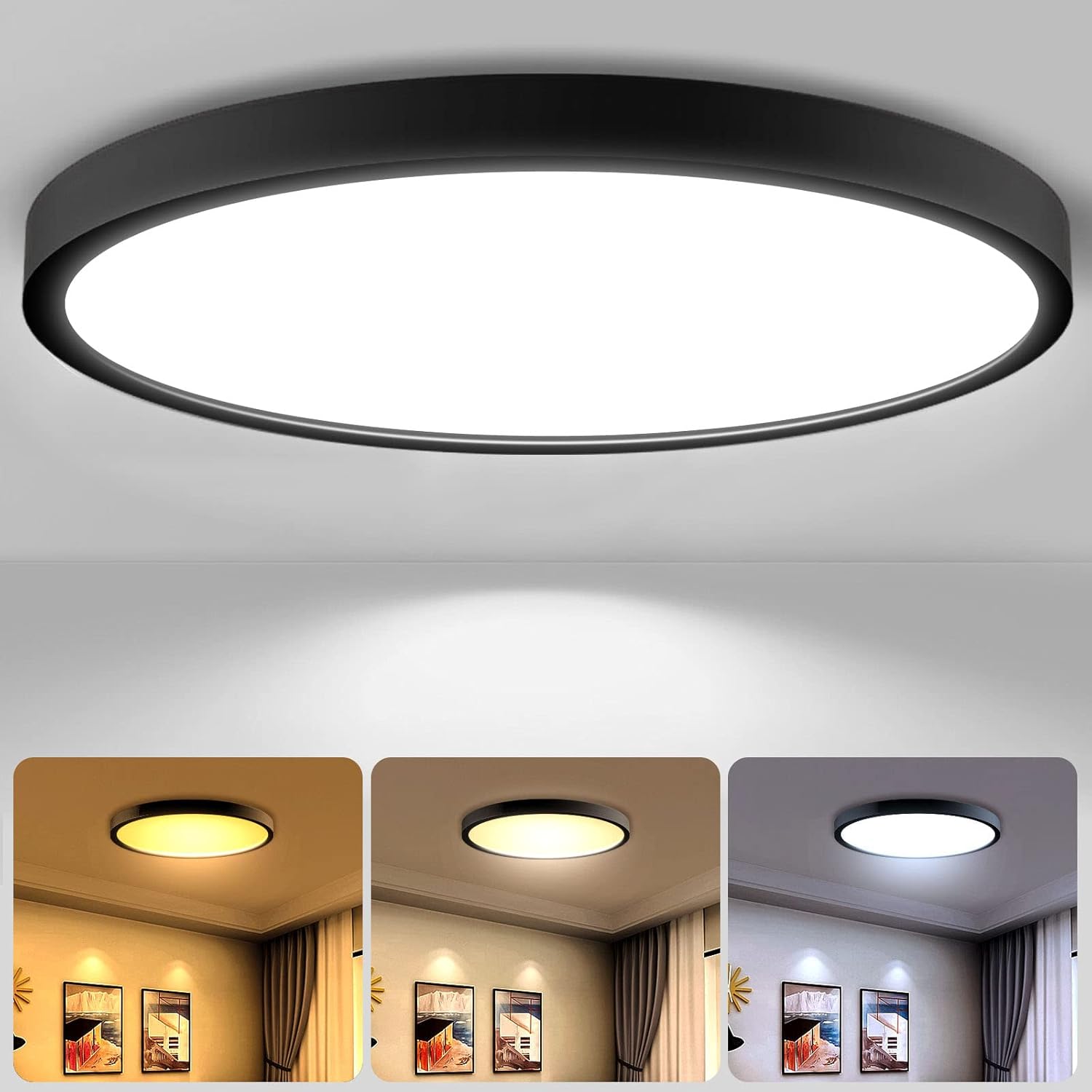 Luces de techo LED en una cocina moderna y luminosa