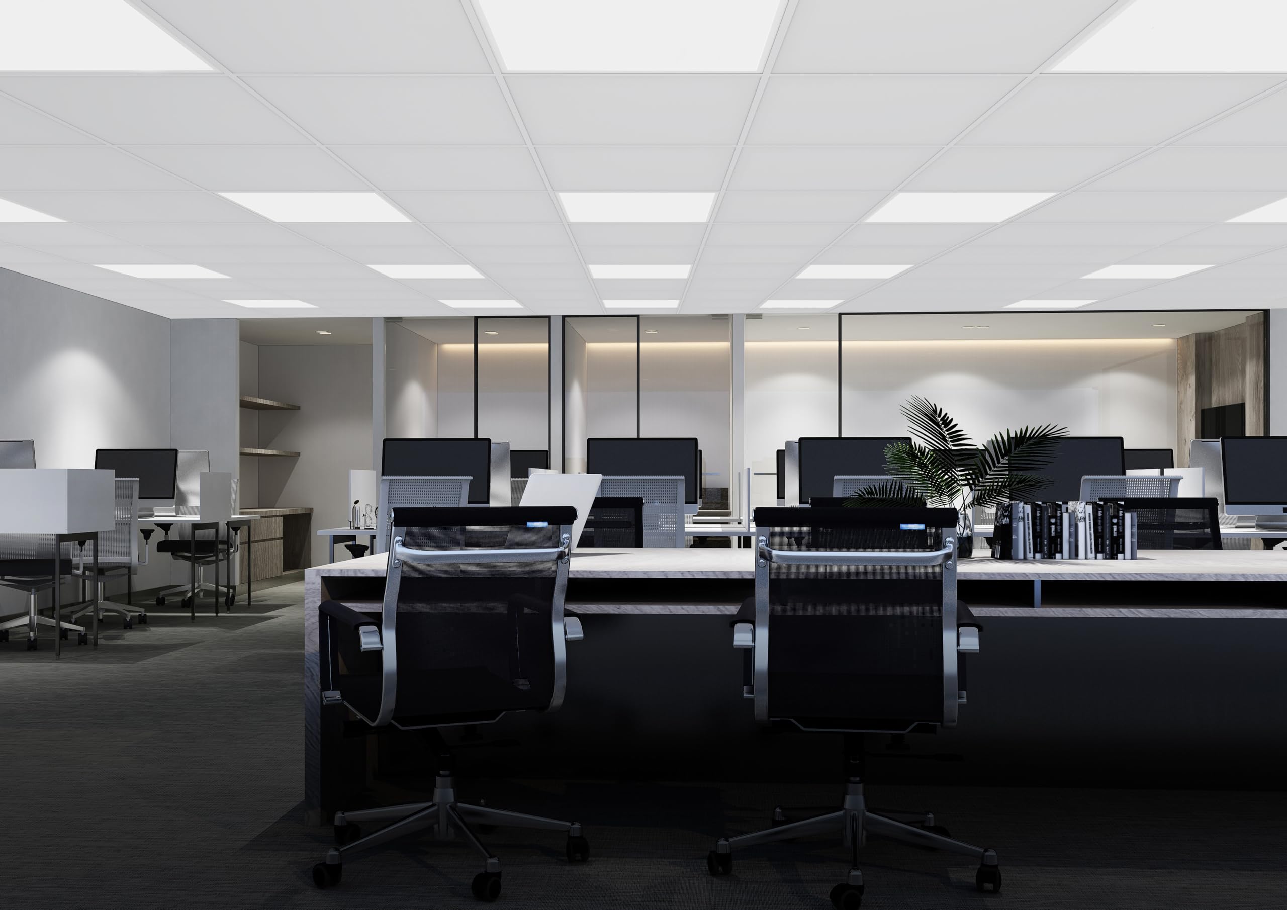 Comparación entre un panel LED oficina backlit y edge-lit en términos de eficiencia lumínica.